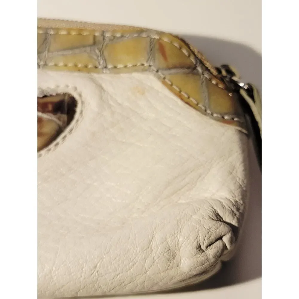 Brighton Heart Leather‎ Coin Change Wallet Cream Gold Zipper